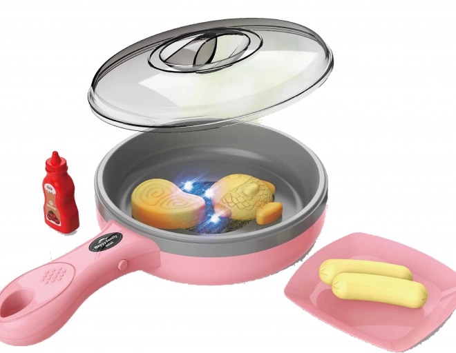 Tigaie electronică roz pentru copii 27 cm cu lumină și sunet
