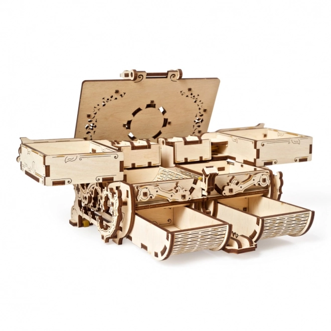 Puzzle 3D din lemn Ugears – casetă de bijuterii antică