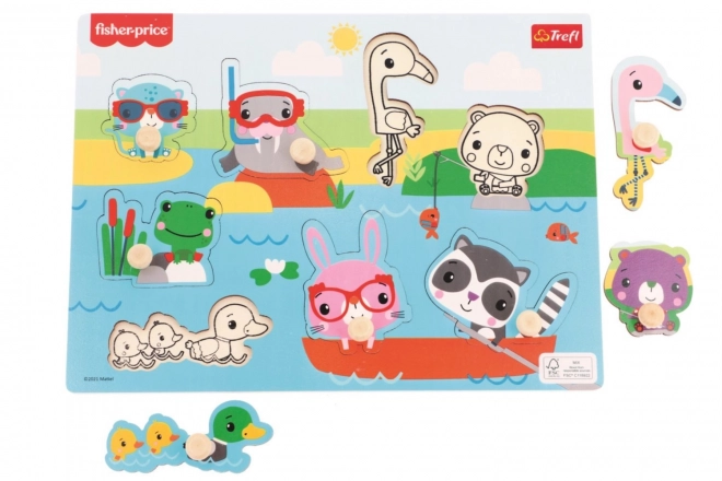 Puzzle din lemn cu animale Fisher Price de la Trefl