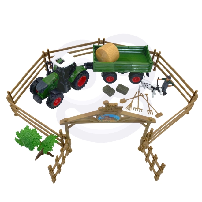 Mini fermă tractor cu animale și unelte de la Woopie