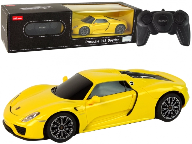Automobil R/C Porsche 918 cu telecomandă galben 1:24