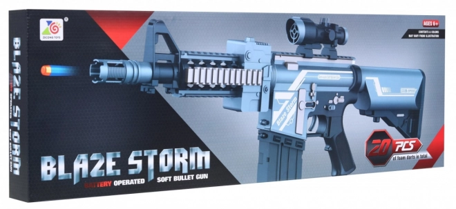 Pistol cu spumă Blaze Storm pentru copii 6+ cu 20 proiectile și lunetă