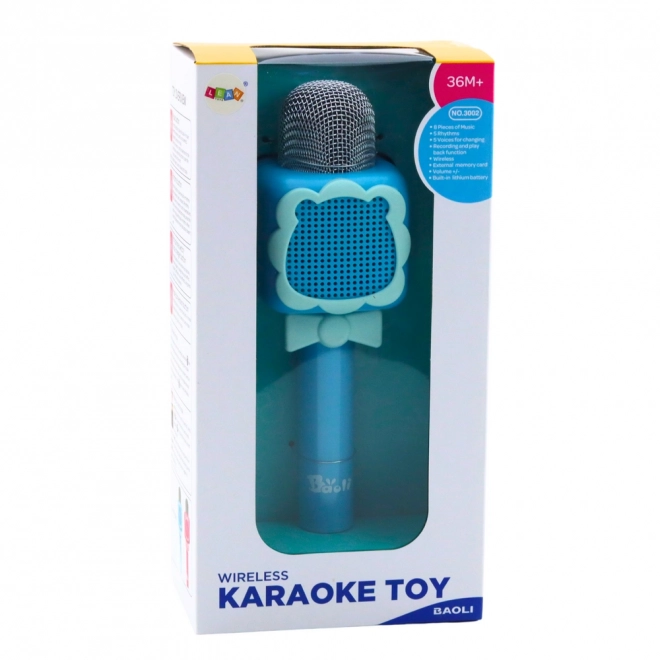Microfon karaoke bluetooth wireless albastru