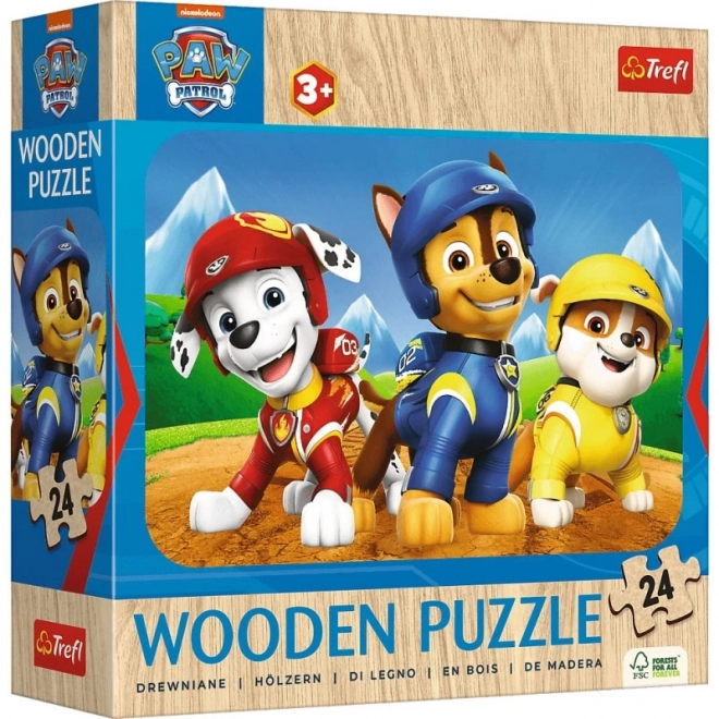 Puzzle din lemn 24 piese cu Patrula Cățelușilor