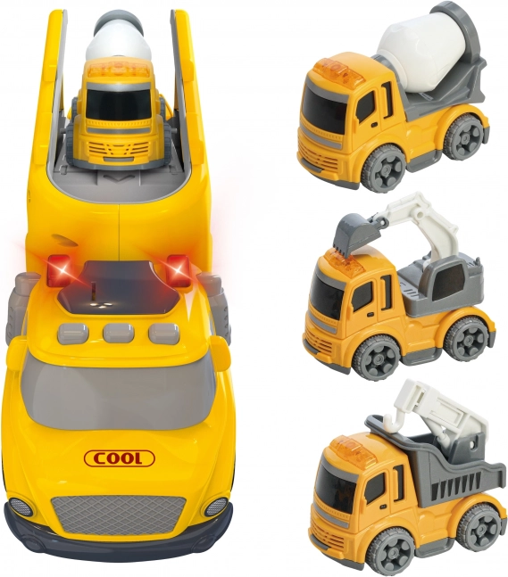 Marele camion de remorcaj galben City Truck cu efecte sonore și luminoase