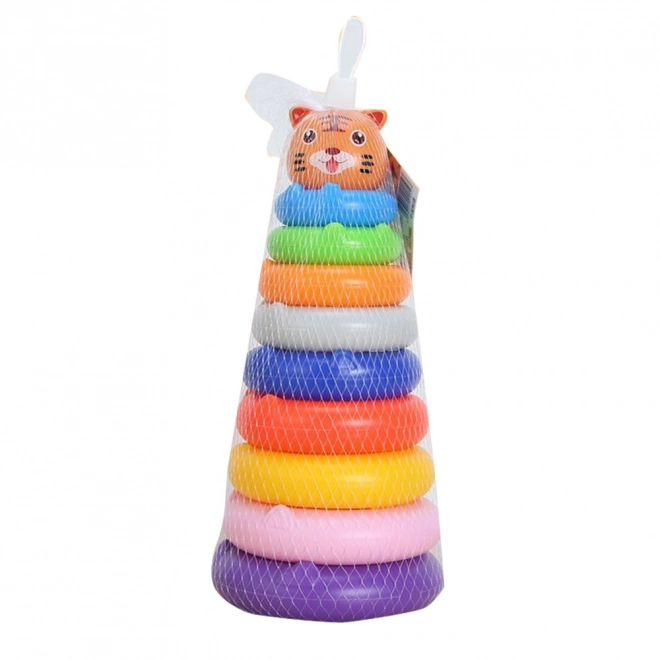 Piramidă cu cercuri și stickere animale tigris colorată
