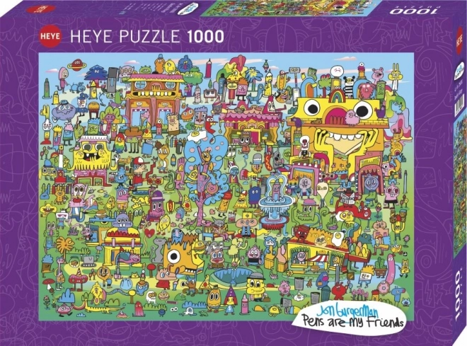 Puzzle HEYE: Doodle Village 1000 bucăți