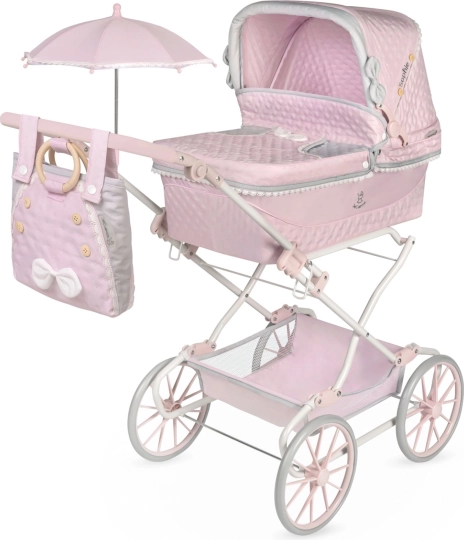 Cărucior pliabil pentru păpuși cu landou și umbrelă de soare Sophie 90 cm