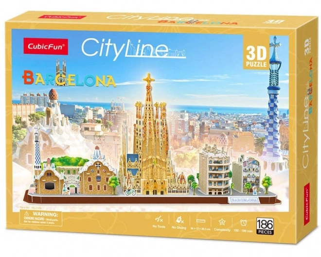 Puzzle 3D panorama CityLine Barcelona CubicFun