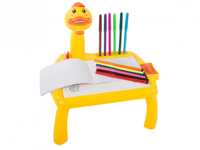 Proiector de desen educațional masă pentru copii. Rață galbenă
