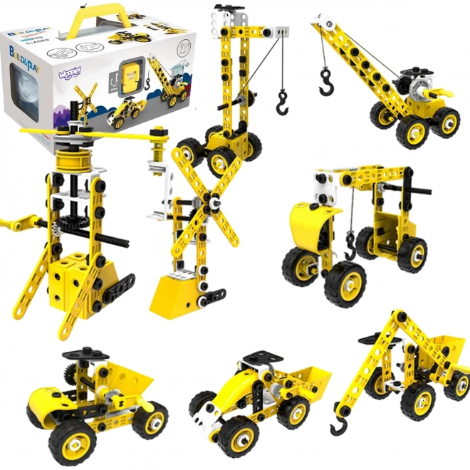 Set construcție vehicule 8 în 1 WOOPIE