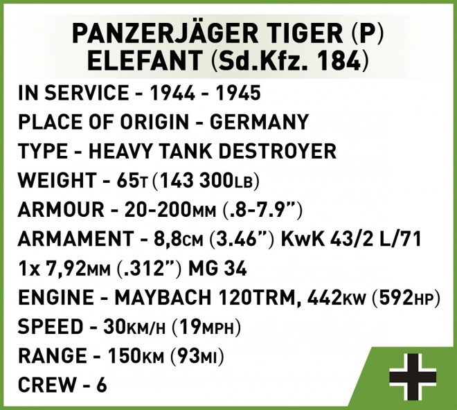 Model de construcție Panzerjäger Tiger (P) Elefant