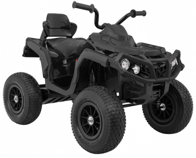 ATV pentru copii, quad Air pe baterie Negru + roți gonflabile + radio MP3 + pornire lentă