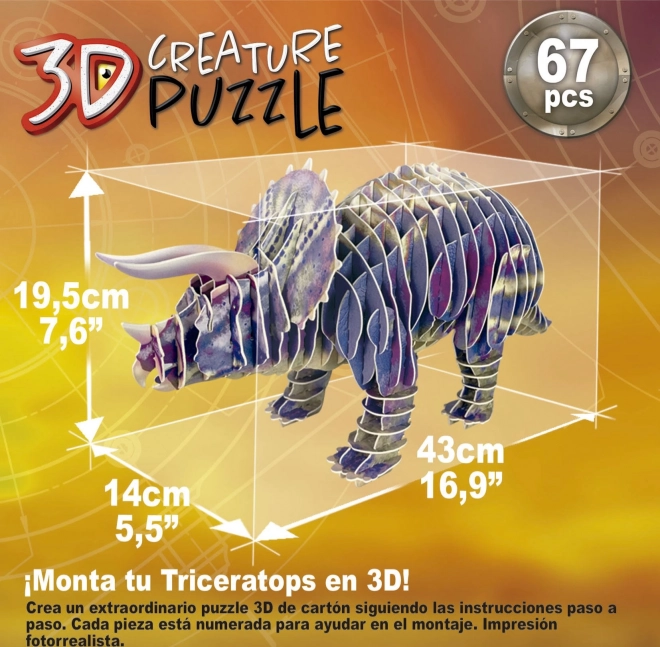 Puzzle 3D Educa Triceratops 67 piese