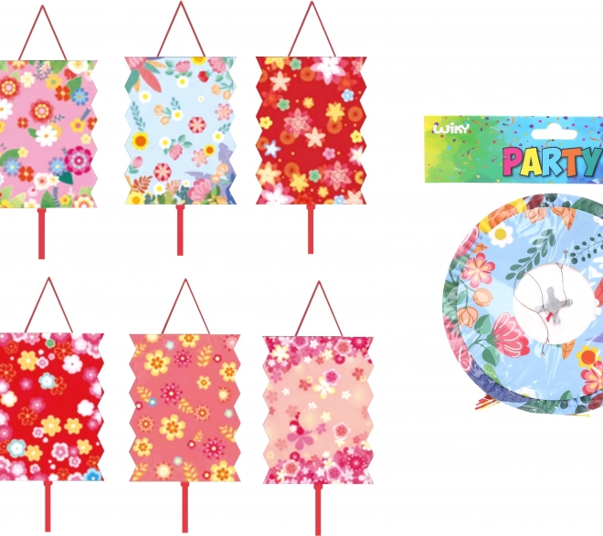 Lampion cilindru 16 cm cu model floral