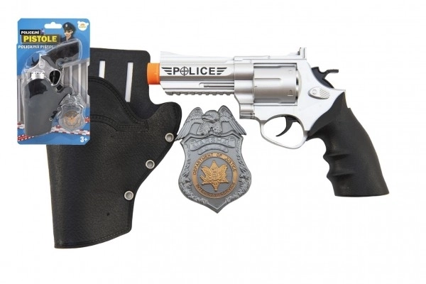 Set pistolă de poliție cu toc și insignă 20 cm