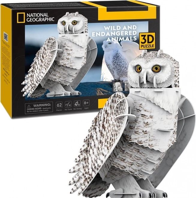 Puzzle 3D CubicFun Bufnița zăpezilor 62 piese