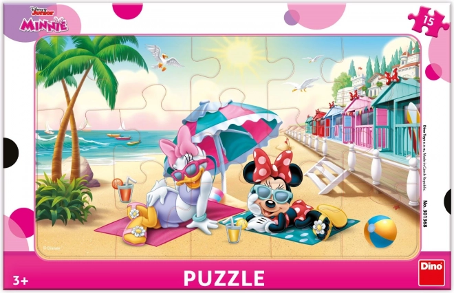 Puzzle Minnie și Daisy la plajă 15 piese