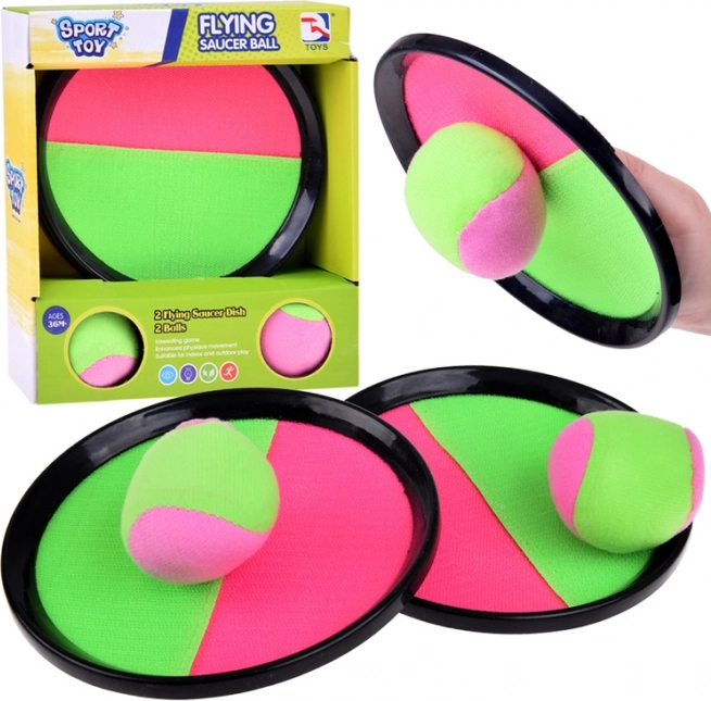 Set „Prinde și aruncă” cu velcro – 2 palete și 2 mingi pentru distracție în aer liber