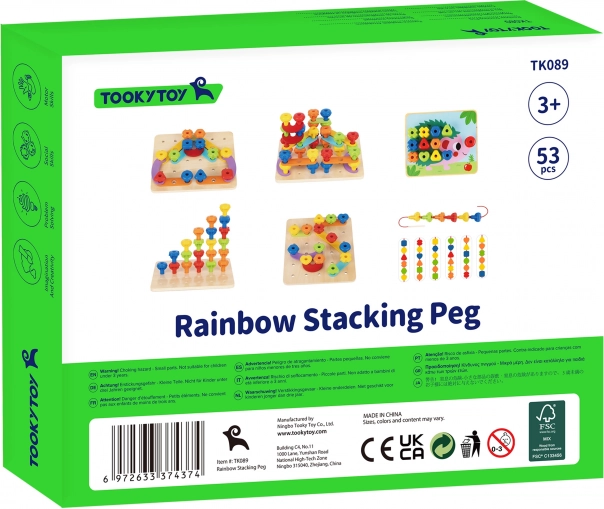 Tooky Toy tablă multifuncțională cu șuruburi colorate pentru învățarea formelor