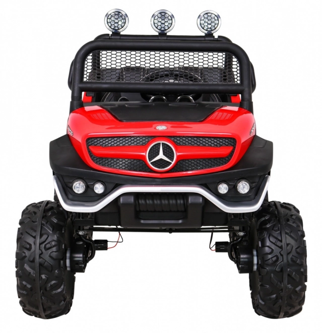 Mercedes Benz Unimog pentru copii Roșu + 4x4 + telecomandă + suport bagaje + pornire lentă + MP3 LED