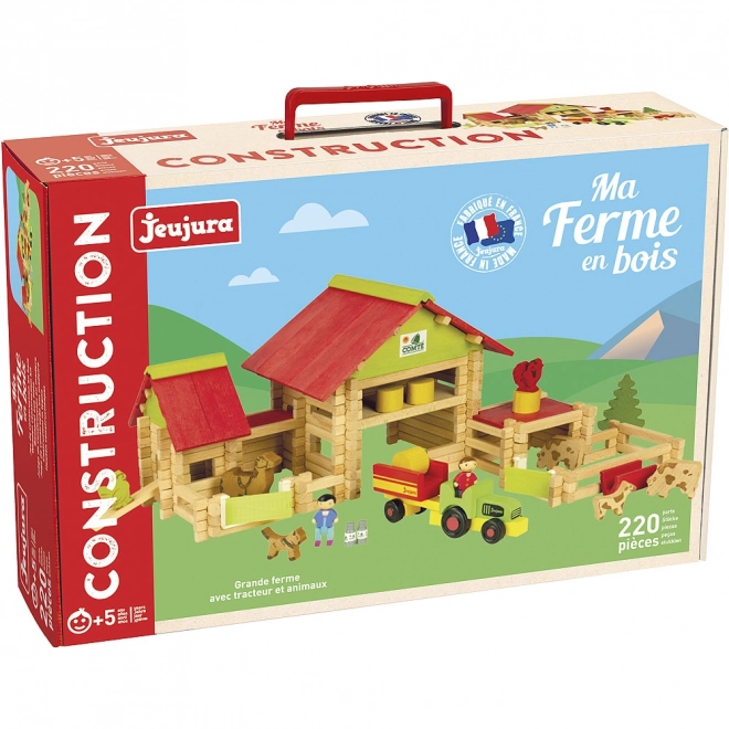 Jeujura Construcție din lemn Mare fermă cu tractor și animale