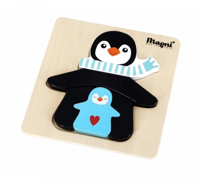 Puzzle din lemn Pinguin cu pui
