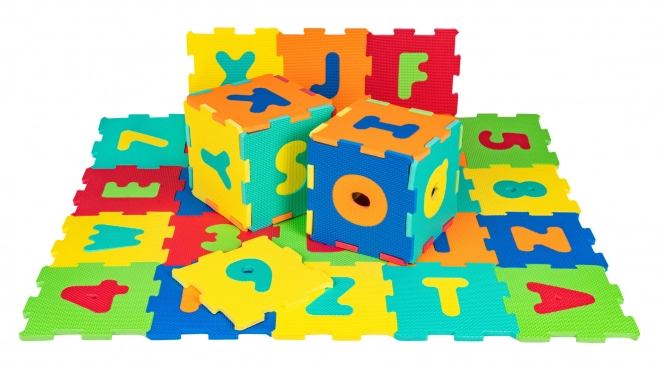 Covor puzzle educativ cu cifre și litere pentru copii 10m+