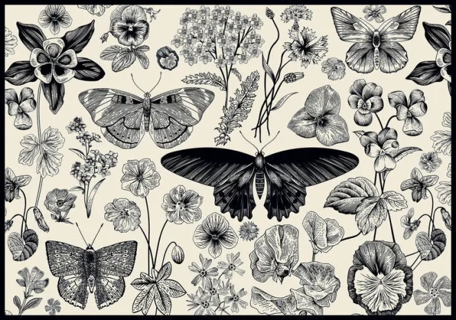 Puzzle INTERDRUK Fluturi și Flori 500 Piese
