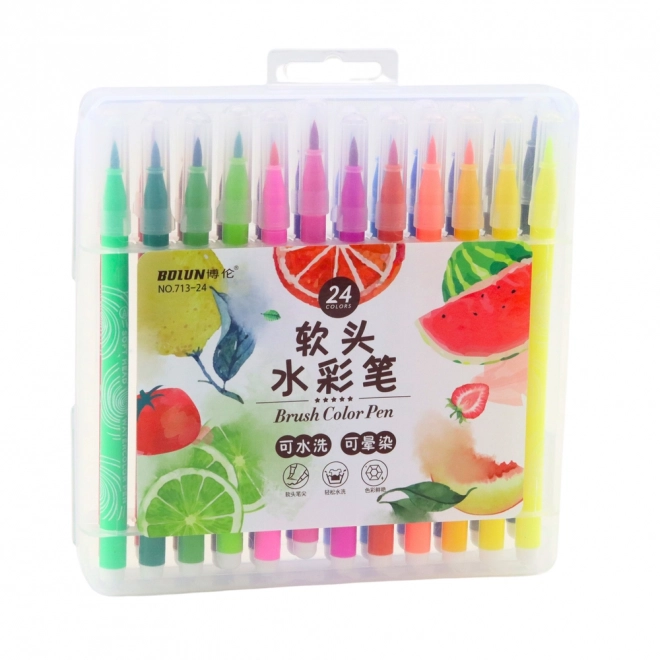 Markere Colorate În Organizator Set 24 Bucăți
