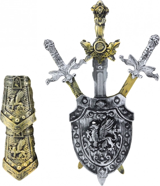 Set de cavaleri cu săbii, scut și apărători