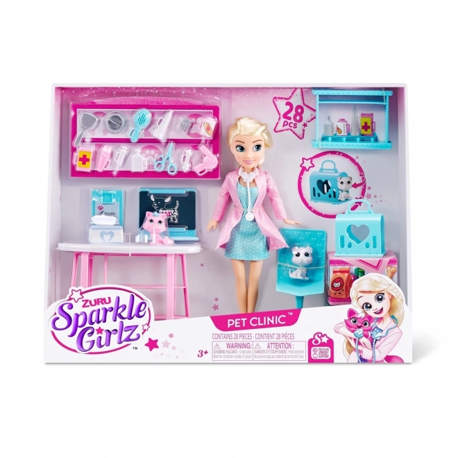 Set clinică veterinară cu păpușă Sparkle Girlz