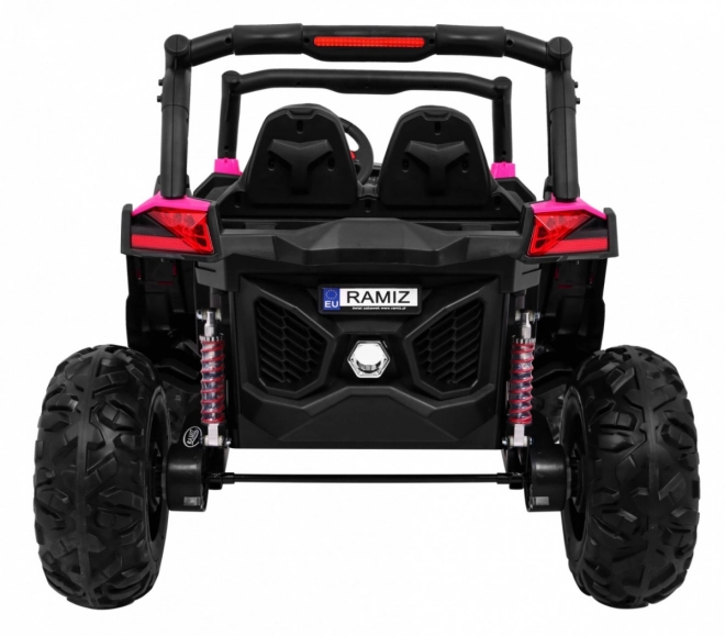Cărucior pentru copii SuperStar roz + tracțiune 4x4 + telecomandă + portbagaj + MP3 LED + încuietoare uși