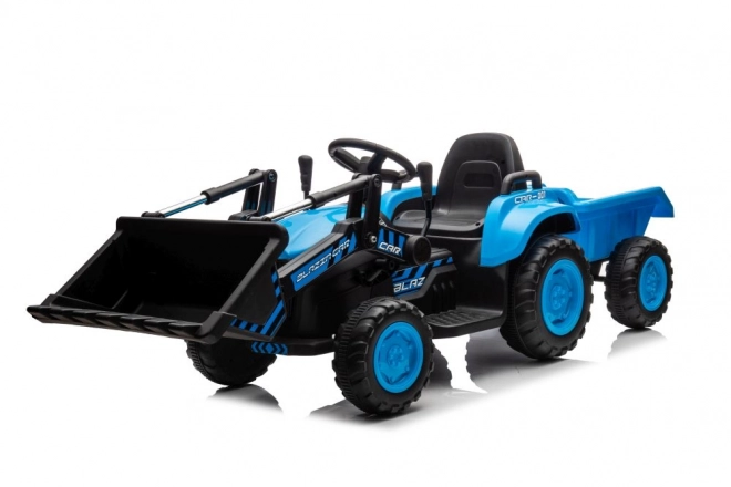 Tractor electric pentru copii cu cupă albastră