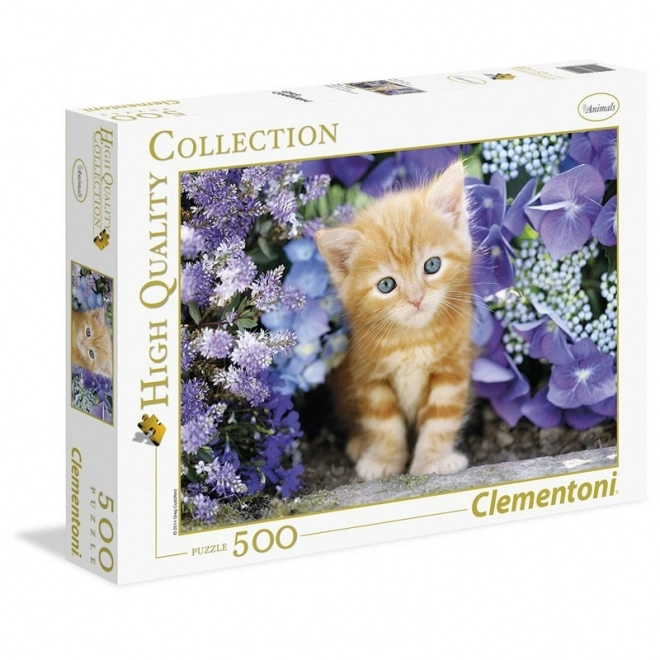 Puzzle Clementoni pisicuță roșcată printre flori 500 piese