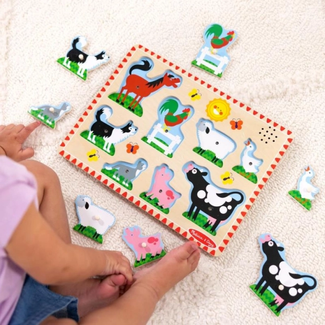 Melissa & Doug puzzle din lemn cu sunete