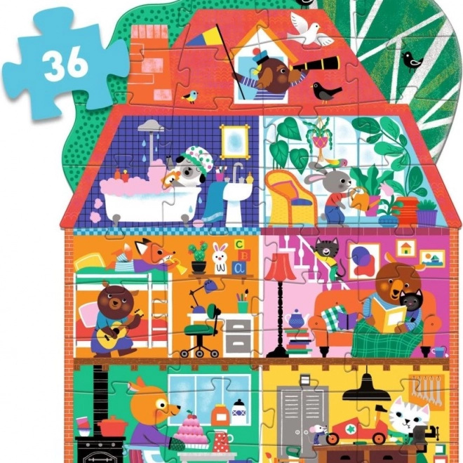Puzzle de contur pentru pardoseală Căsuță 36 piese