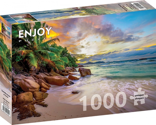 Puzzle Plajele Seychelles la apus de soare - 1000 de piese