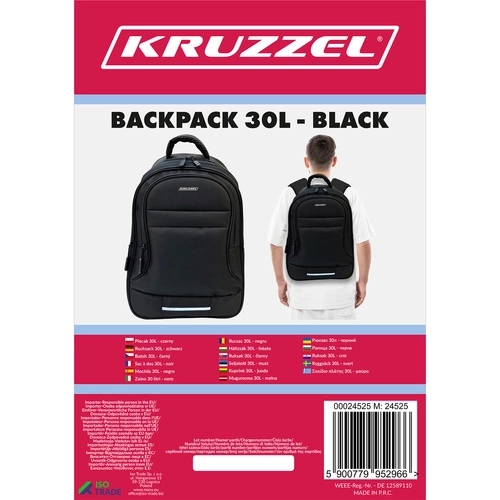 Rucsac negru 30L Kruzzel