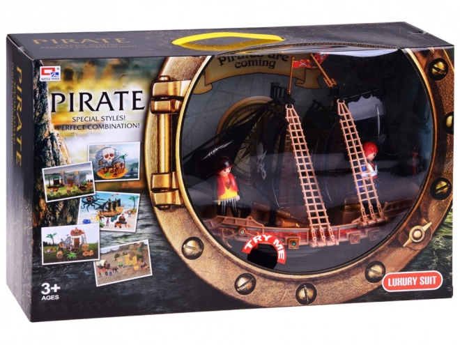 Set pirat cu corabie, figurine și tun