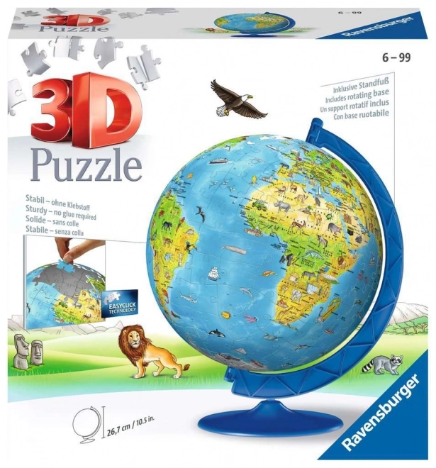 Puzzle 3D glob pamantesc pentru copii