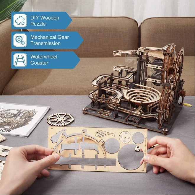 Puzzle 3D din lemn Robotime Rokr - Pista cu bile Noaptea în oraș