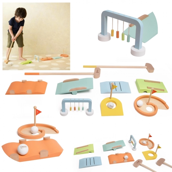 Set de mini-golf pentru copii din lemn Classic World