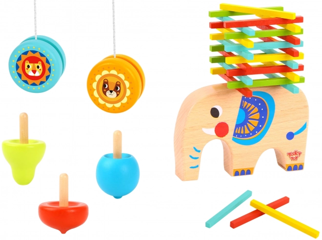 Set de jocuri de îndemânare Tooky Toy cu elefant și 46 de piese