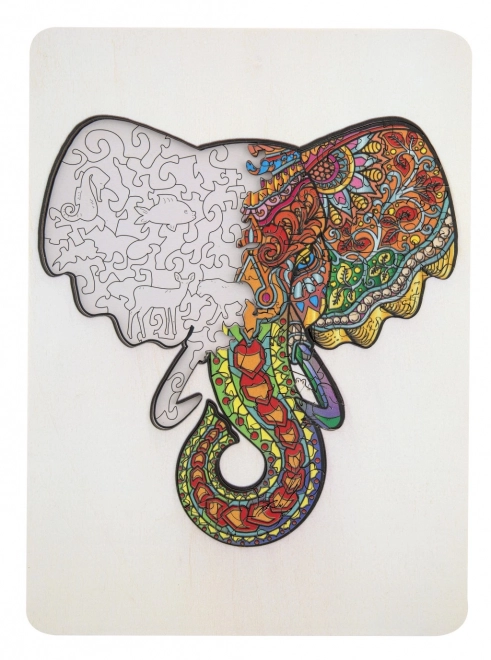 Puzzle de lemn cu contur elefant
