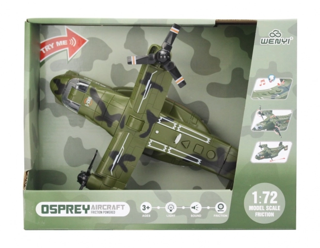 Avion militar cu efecte sonore și luminoase la scară 1:72