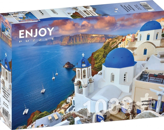 Puzzle Santorini - Vedere spre bărci Grecia 1000 piese