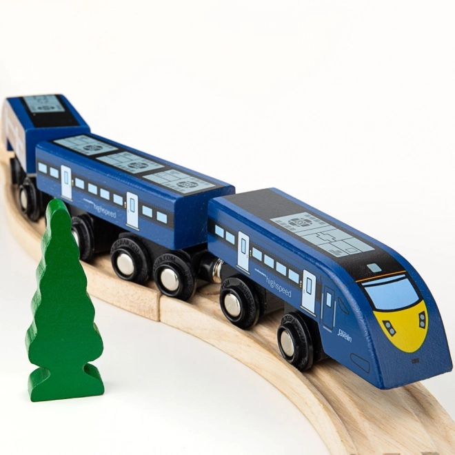 Tren de mare viteză Bigjigs Rail High Speed 1 albastru