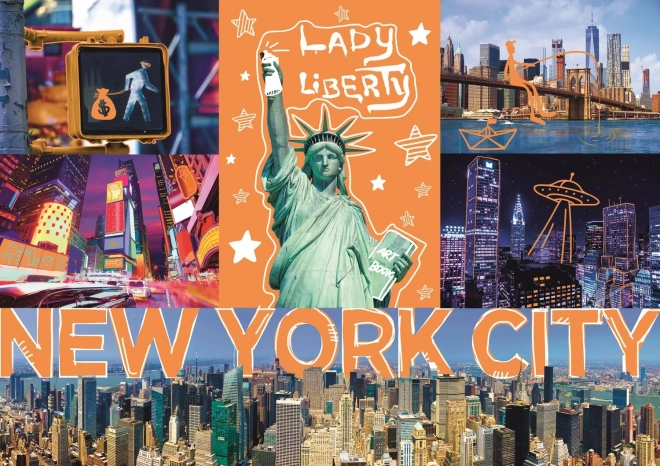 puzzle neon color line new york 1000 piese