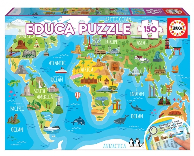 Puzzle hartă cu atracții turistice Educa 150 piese